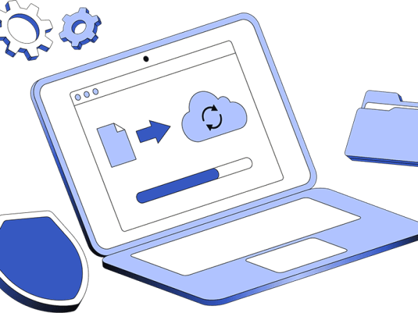 data backup on laptop in progress